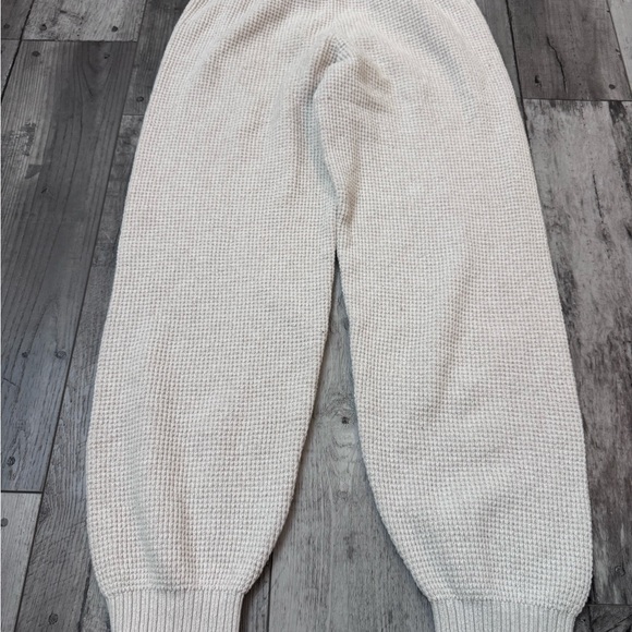 Aerie Joggers Womens Small Cream Cotton Waffle Knit Lounge Pants Minimalist - Picture 8 of 8